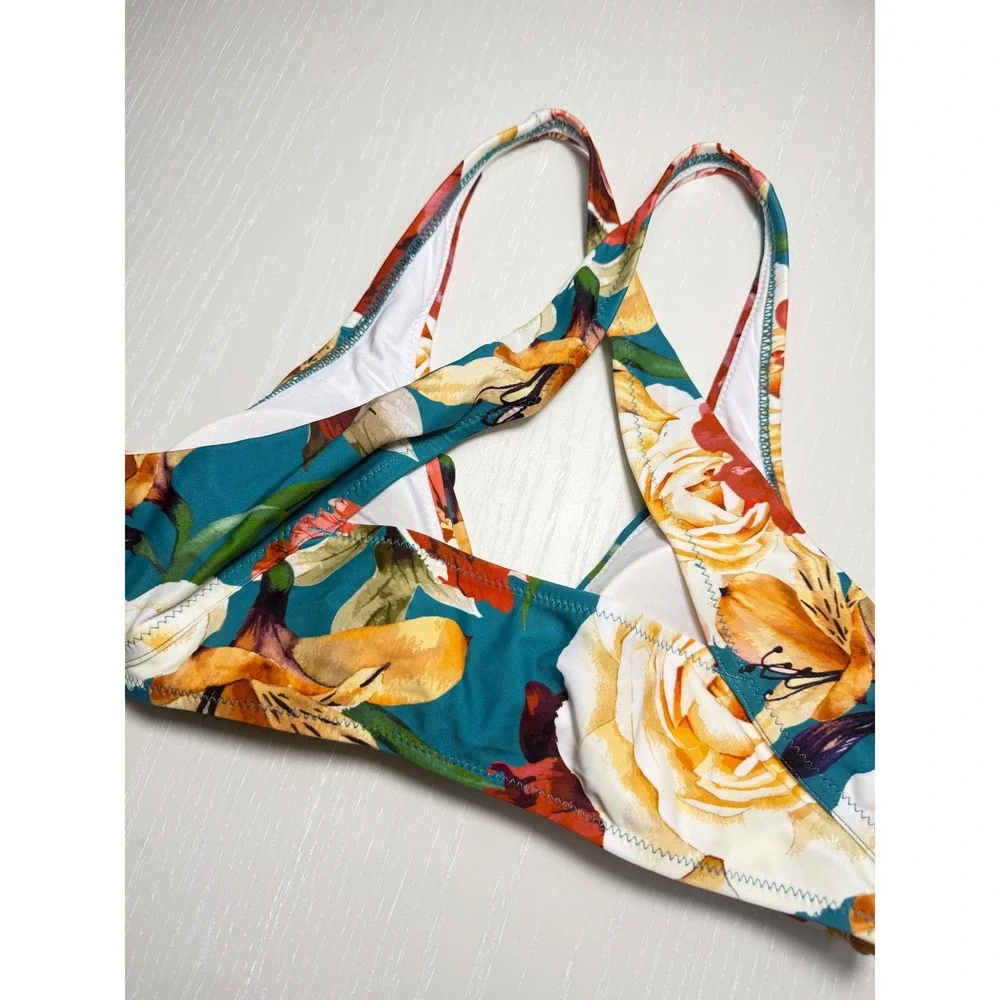 CUPSHE Floral and Stripe Knotted High Waisted Bikini | NWT - SIZE M - Picture 7 of 10
